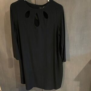 Sympli Black Long Sleeve Dress with Cutout Design